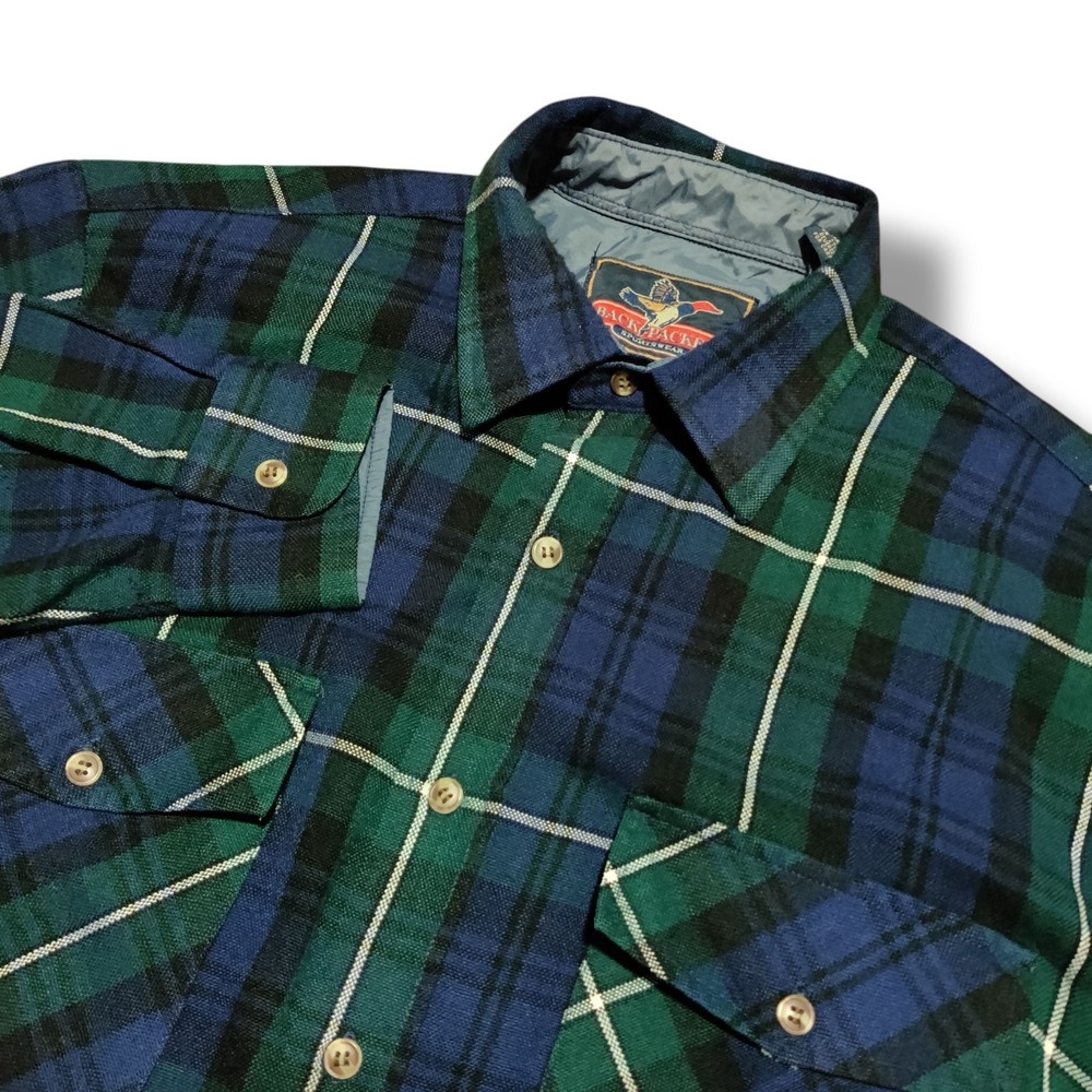 Vintage Backpacker Large Outdoors Plaid Flannel Shirt Long Sleeve Button Up New
